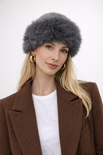 Şirin Giyim Aksesuar Yumuşak Peluş Kalpak - Kürk Şapka Kadın