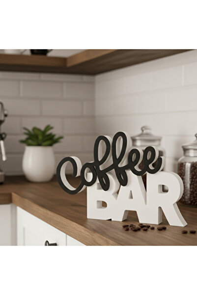 Yuflin Design Coffee Bar Yazılı Dekoratif Biblo – Kahve Köşesi Aksesuarı, Mod...