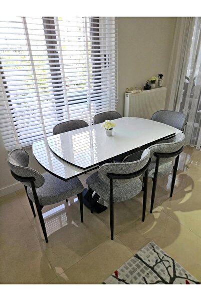 ELEN HOME Polo Sandalye 6 Kişilik Açılır Mutfak Masa Takımı