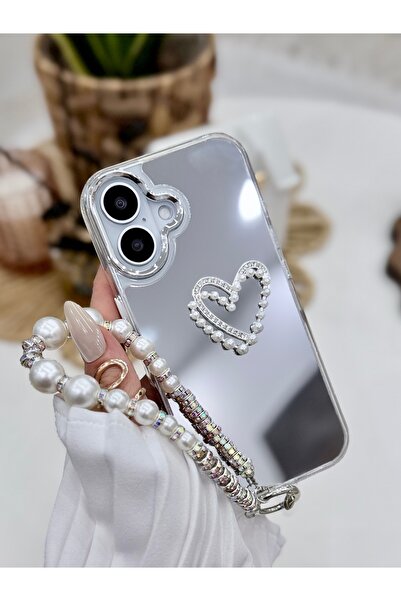 Go Aksesuar iPhone 17 Compatible Mirrored Charm Heart Toy Design Silicone Case