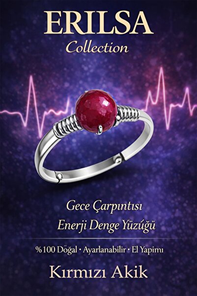 Erilsa Certified Night Light Energy Ring – Red Agate Adjustable Thin Case Ari...