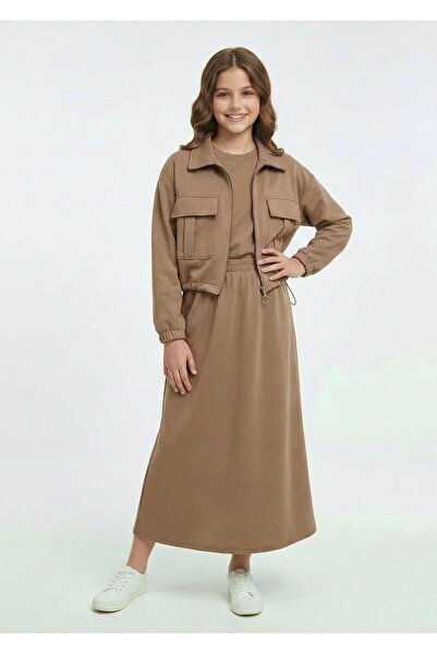 Asortik Kids Set de îmbrăcăminte pentru fete, cu jachetă și fustă lungă, pent...