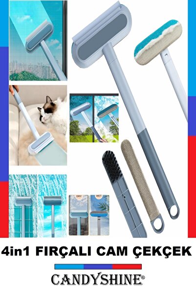 CandyShine 4in1 Çok Fonksiyonlu Fırça - Pencere Camı Fırçalı Çekçek TV Camı T...