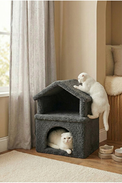 eda hacıoğlu edam bedding group Teddy Kumaş İki Katlı Kedi Evi | Peluş, Yumuş...
