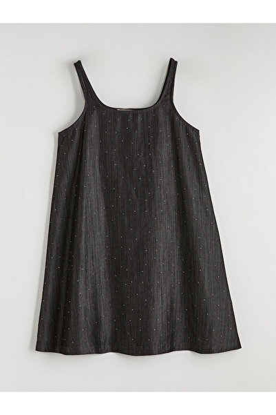 LC Waikiki Μίνι τζιν φόρεμα Natuvera σε γκρι χρώμα με λουράκια σε σχήμα U