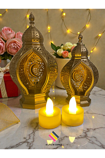 a life in games 2li Set Gold ( altın) renkli Hilal Desenli Ramazan Feneri 19c...