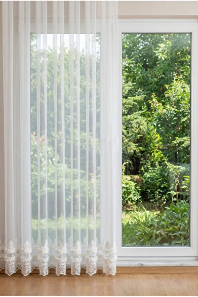 Evdepo Home Bamboo Floor, Tulle Curtain with Skirt Tassels, Bamboo Natural Te...