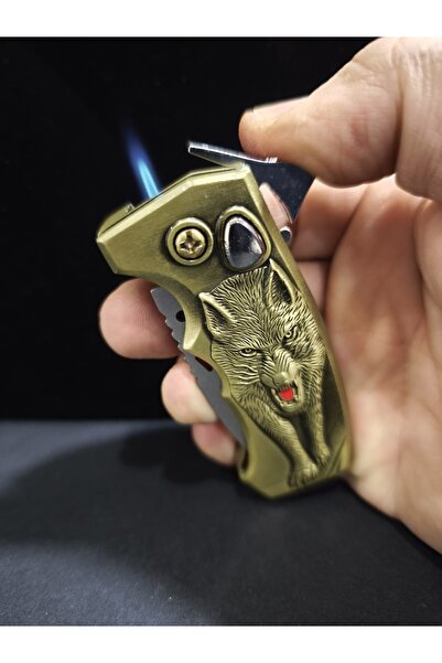 enyatakı Bıçaklı ızgaralı pürmüzlü kurt modeli kaliteli tarz çakmak