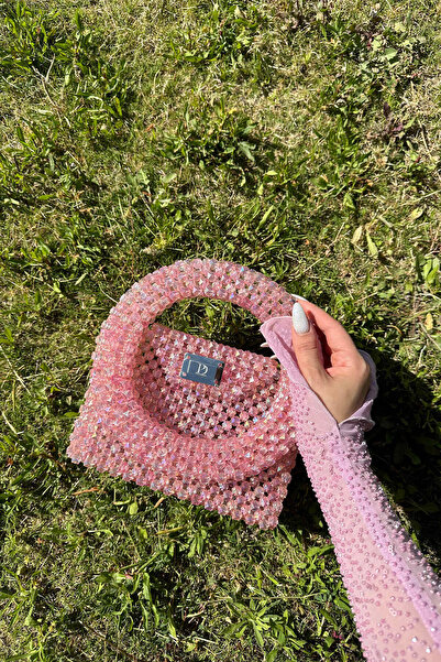 Siena Shoes Luxury Women's Special Design Stone Handbag Pink