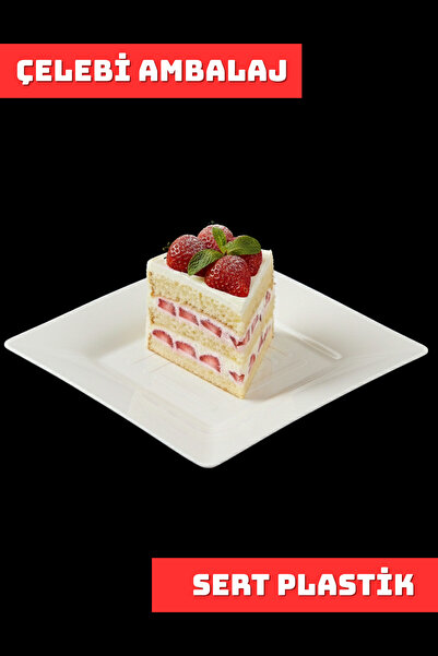 Çelebi Endüstriyel Mutfak Kare Tabak Sert Plastik 6 Adet - Mika Beyaz Sunum T...