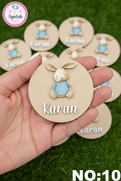 Agulab Bebek isimli magnet - Mevlit Hediyelik Magnet - İsimli Ahşap Magnet (2...
