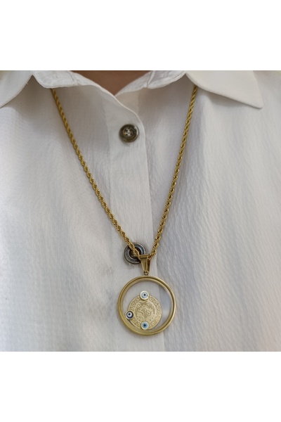 HAYALLER ÜLKESİ Camlı kolye ( bir yüzü Reşat bir yüzü çeyrek)