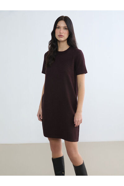 LC Waikiki New Season from Güli̇s Gi̇yi̇m Burgundy Crew Neck Stone Mini Knit ...