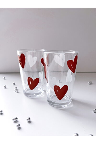 Rolin Design 2’li Kahve Yanı Su Bardağı 100Ml - Kalp