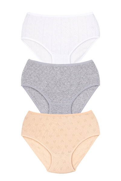 Lantliv 3 Pcs Women's Heart Pattern High Waist Cotton Panties, Women's Pantie...