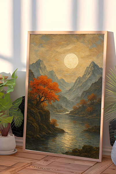 ARTCASTLE Tablou cu ramă din lemn, tablou cu motivul „ARBORE ROȘU”