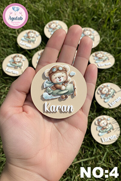 Agulab Bebek isimli magnet - Mevlit Hediyelik Magnet - İsimli Ahşap Magnet (2...