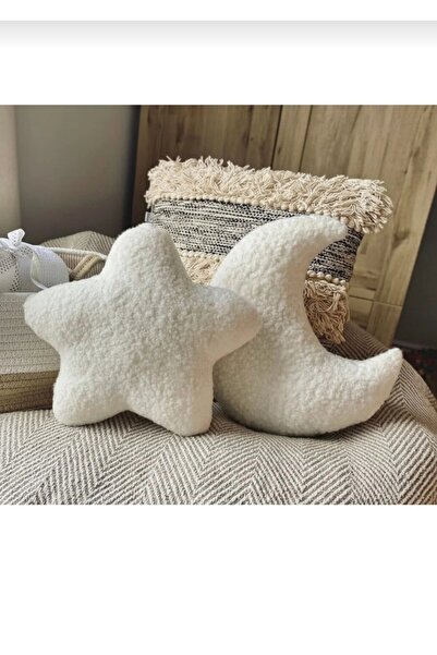 emta tasarım İkili set Welsoft kuzu tüyü ay ve yıldız dekoratif yastık bebek ...