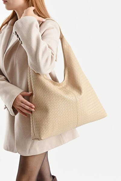 H&D COLLECTİON Women's Leather Large Shopper Shoulder Bag