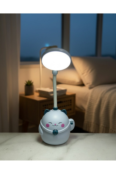 Home Kedi Detaylı Masa Ve Gece Lambası Kablosuz-Şarj Edilebilir