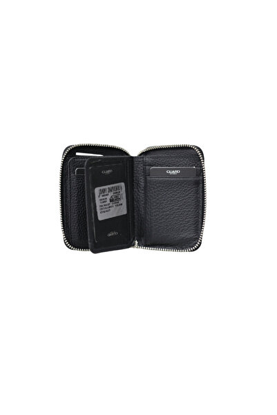 GUARD Zippered Black Leather Mini Wallet