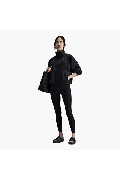 Nike Γυναικείο μαύρο τοπ One Therma Fit με μισό φερμουάρ