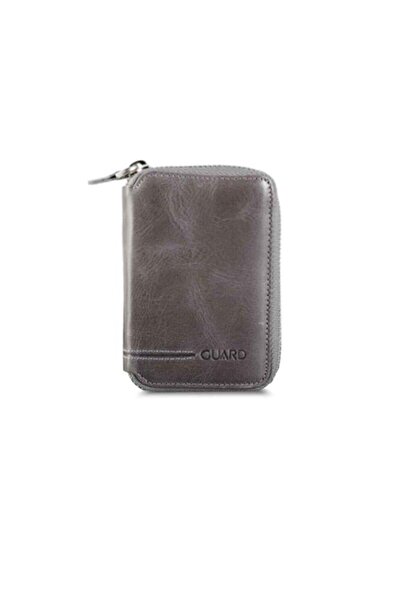 GUARD Fermuarlı Antik Gri Deri Mini Cüzdan - GRD2403XW22202