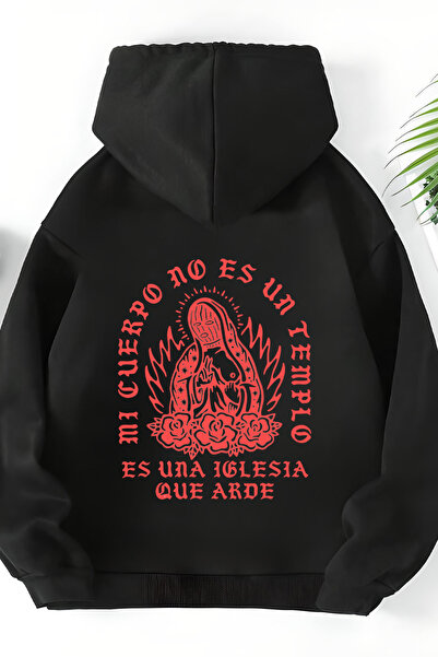 Unisex İndigo Siyah Basic Sweatshirt Hoodie