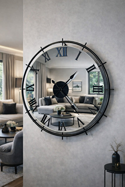 Mgs DUVAR SAATİ - LAWİ BLACK ROMA AYNALI DUVAR SAATİ