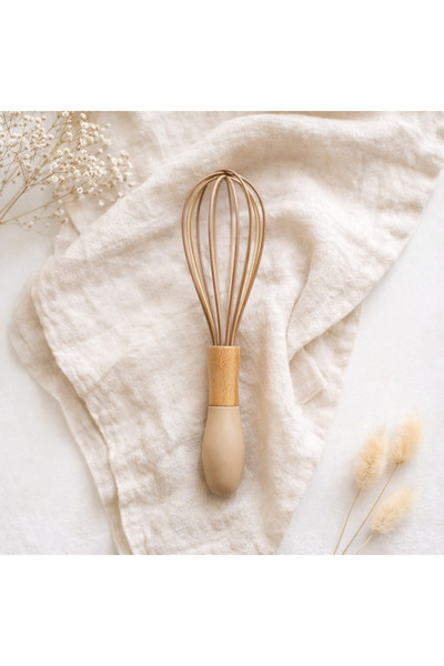 CEZVE HOME Wooden Handle Silicone Whisk – Natural & Stylish Design