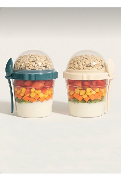 Sungroup 2 cupe de lapte cu granola și muesli, 500 ml, recipient pentru iaurt cu linguriță