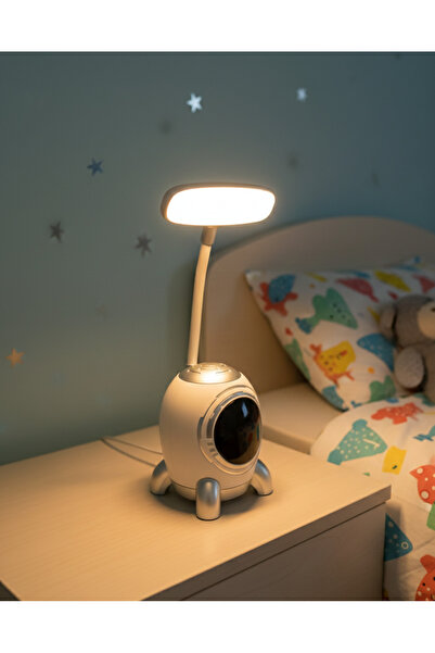 Home Uzay Mekiği Tasarımlı Masa Ve Gece Lambası Kablosuz-Şarj Edilebilir
