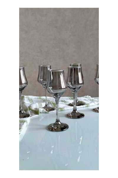 P H Panayır Home Trend Smoked Black 6-Piece Coffee Side Glass Set 135Cc