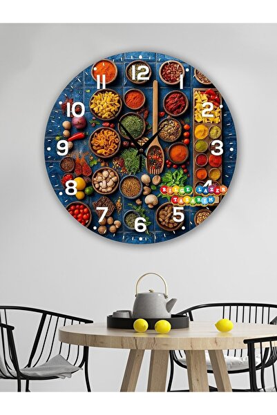 Bilge Lazer Bilge Ahşap RETRO TASARIM Dekoratif duvar Saati 2 D görünümlü ( k...