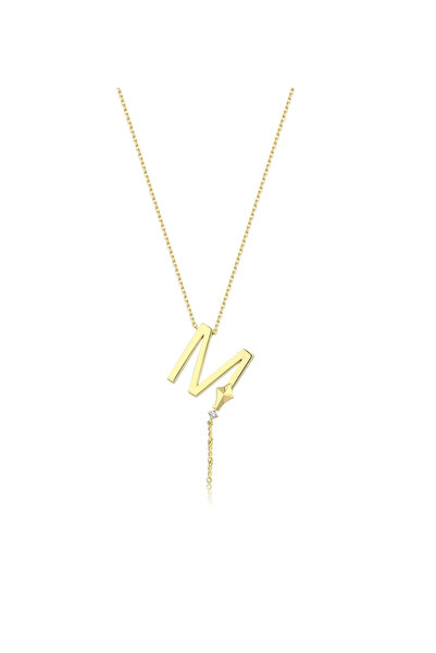 naaksesuar Alya Harf Kolye Gold Renkli Çelik M Uçurtma Detaylı Kolye