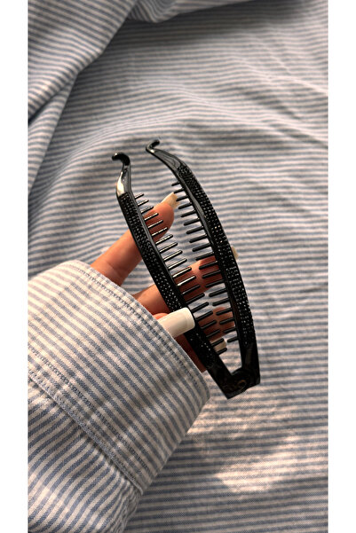 YOYYO مشبك شعر على شكل موزة من الحجر الأسود - أداة تجميع الشعر ذات ملمس لامع ...