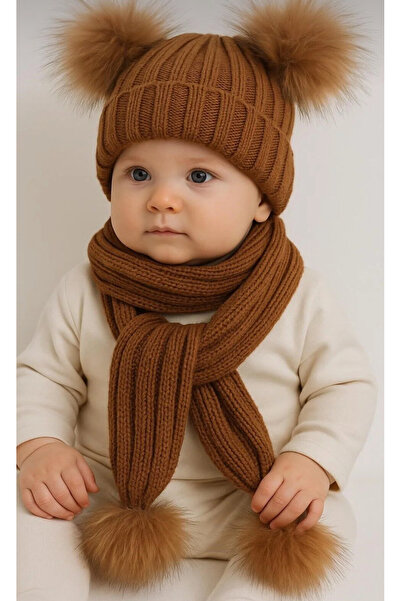Babili Brown Scarf & Beanie Set