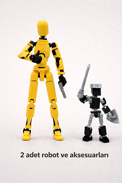 3D PETG Filament Baskı Oynar Eklemli Robot ve Mini Robot (Aksesuarlı)