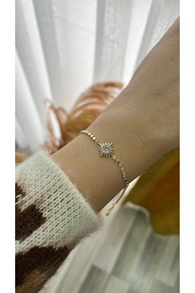 FASION JEWELLERY Kuzey yıldızı Zirkon taşlı ezme dorika zincirli bileklik