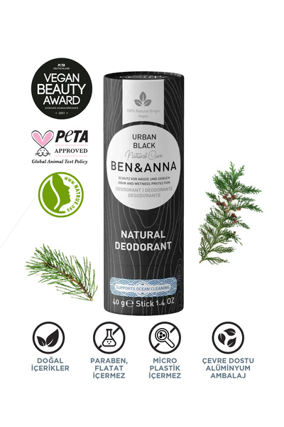 BEN ANNA Ben&Anna Doğal Deodorant 2’li Avantajlı Paket – Urban Black & Pink G...