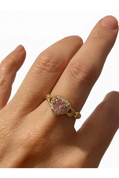 naaksesuar Gold Color Steel Heart Detailed Ring