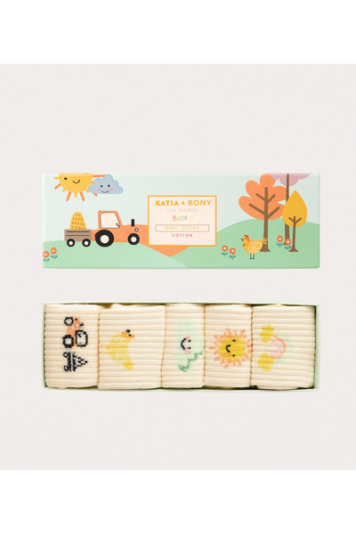 Katia&Bony Baby Farm Themed 5-Piece Boxed Socket Socks