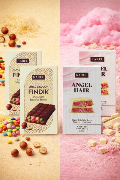 Karel Çikolata Angel Hair 60 gr. ve Fındık-Bonibon 75 gr. 4'lü Set