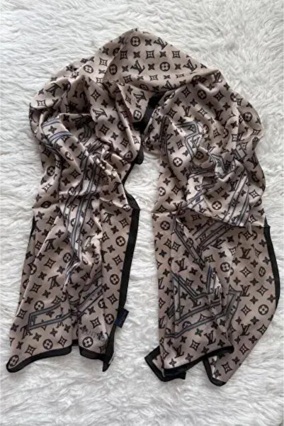 PİRAMİT Vual Silk Shawl Lv Model Beige Black Gray
