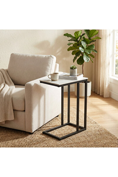 Palma homez Modern side table (C-Table) for coffee and laptops - black and wh...