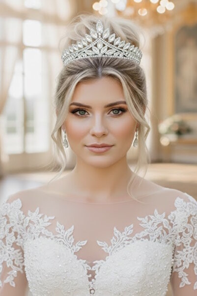 CAŞ DEKORASYON Zircon Stone Promise Engagement Henna Bridal Crown