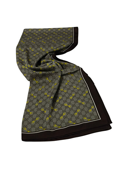 PİRAMİT Vual Silk Shawl g Pattern Brown Yellow