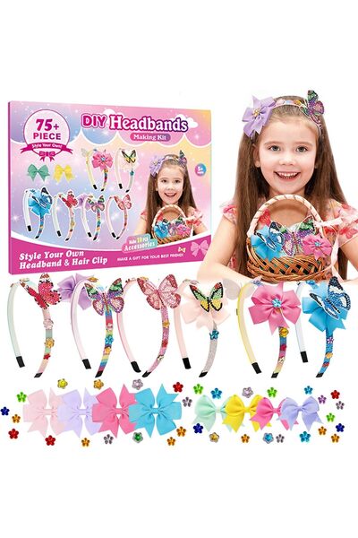 Naxifly إكسسوارات شعر للبنات - طقم صنع عصابات رأس بنفسك