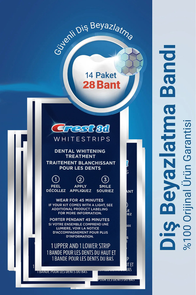 CREST 3d Whitestrips Dental Whitening Diş Beyazlatma Bantları 14 Paket (28 Bant)
