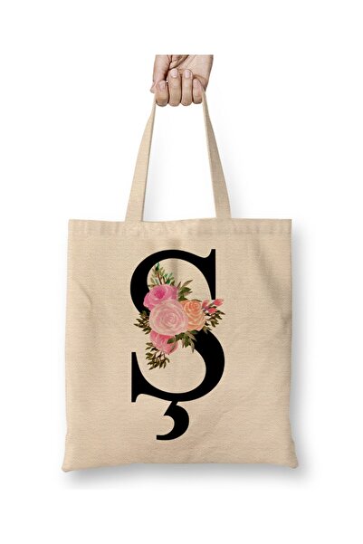 Toyaso Letter S White Cloth Bag Long Handle Shopping Bag Beach Bag